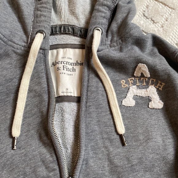 Grey Abercrombie & Fitch Zip-Up Hoodie - Picture 2 of 4